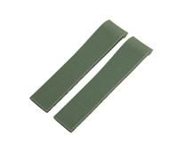 JVEIWAD 21mm Soft Nature Rubber Watchband Compatible With Longines Strap Conquest Compatible With HydroConquest L3.781 741 782 Black Blue Silicone(Green,Silver Fold Buckle)