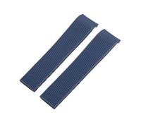 JVEIWAD 21mm Soft Nature Rubber Watchband Compatible With Longines Strap Conquest Compatible With HydroConquest L3.781 741 782 Black Blue Silicone(Blue,Silver Fold Buckle)