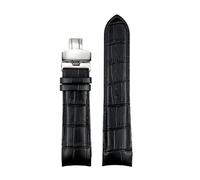 JVEIWAD 22mm 23mm 24mm Calfskin Cow Leather Watchband Compatible With Tissot T035 T035617 627 407 410 Watch Strap Bracelets Butterfly Buckle(Black silver,24mm)