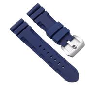 JVEIWAD 22mm 24mm Black Blue Orange Armygreen Watch Band Silicone Rubber Watchband Compatible With Panerai PAM111 PAM441 PAM386 Series Strap(Blue-silver,24mm)
