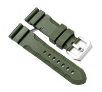 JVEIWAD 22mm 24mm Black Blue Orange Armygreen Watch Band Silicone Rubber Watchband Compatible With Panerai PAM111 PAM441 PAM386 Series Strap(Green-silver,22mm)