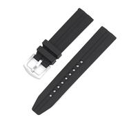 JVEIWAD 22mm 30mm Silicone Sport Strap Stainless Steel Buckle Release Black Waterproof Rubber Men Replace Bracelet Watch Band Belt(22mm silver buckle)