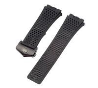 JVEIWAD 22mm Silicone Watch Band Compatible With TAG HEUER Carrera Series Strap For Men's Concave Convex Interface Bracelet(Black-Black)