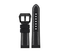 JVEIWAD 24mm 26mm Nylon Canvas Watch Strap Compatible With Panerai 00984 985 Accessories Bracelet Black Blue(Black wl bk,24mm)