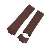 JVEIWAD 25 * 12mm Black Brown Blue Waterproof Nature Silicone Rubber Watchband Wristband Watch Band Belt Compatible With Ulysse Nardin Strap +tool(Brown,Black Link,Silver Buckle)