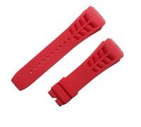 JVEIWAD 25x20mmew Rubber Watch Band Compatible With Richard White Blue Mille Strap Butterfly Buckle Screw Hole Connection Bracelet(Red,Buckle 4)