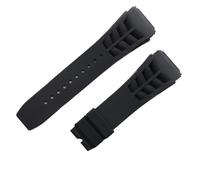 JVEIWAD 25x20mmew Rubber Watch Band Compatible With Richard White Blue Mille Strap Butterfly Buckle Screw Hole Connection Bracelet(Black,Buckle 5)