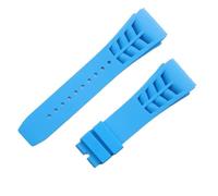 JVEIWAD 25x20mmew Rubber Watch Band Compatible With Richard White Blue Mille Strap Butterfly Buckle Screw Hole Connection Bracelet(Blue,Buckle 3)