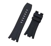 JVEIWAD 30mm Multiple Colors Soft Rubber Silicone Watchband Watch Band Compatible With AP Strap 26400 44mm Case Compatible With Audemars And Piguet Belt(Black,Without Buckle)