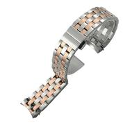 JVEIWAD 316L Stainless Steel Curved End Watchband 20mm Compatible With MIDO M8600 Baroncelli Solid Silver Rose Gold Watch Strap Bracelets Women Men(Silver rosegold)