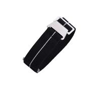 JVEIWAD 60s French Troops Parachute Bag Elastic Watch Strap 20mm 22mm Nylon Watchbands Man's Universal Smart Watch Fabric Wristband(Black-White Line,20mm)