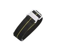 JVEIWAD 60s French Troops Parachute Bag Elastic Watch Strap 20mm 22mm Nylon Watchbands Man's Universal Smart Watch Fabric Wristband(Green-Yellow Line,22mm)
