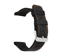 JVEIWAD Black Stitching Nylon Strap 18/20/22/24mm Stainless Steel Buckle Quick Release Sport Canvas Replace Watch Band For Men Women(Orange line silver,18mm)