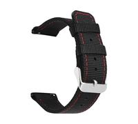 JVEIWAD Black Stitching Nylon Strap 18/20/22/24mm Stainless Steel Buckle Quick Release Sport Canvas Replace Watch Band For Men Women(Red line silver,22mm)