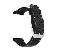 JVEIWAD Black Stitching Nylon Strap 18/20/22/24mm Stainless Steel Buckle Quick Release Sport Canvas Replace Watch Band For Men Women(White line silver,22mm)