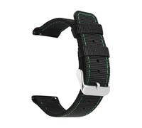 JVEIWAD Black Stitching Nylon Strap 18/20/22/24mm Stainless Steel Buckle Quick Release Sport Canvas Replace Watch Band For Men Women(Green line silver,18mm)