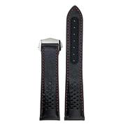 JVEIWAD Calf Leather Watchband Compatible With Omega Compatible With Speedmaster 310 311 Racing Dark Side Of The Moon Watch Cowhide Strap(Red silver,19mm)