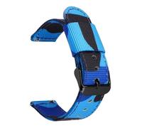 JVEIWAD Camo Nylon Strap 18/20/22/24mm Quick Release Camouflage Men Canvas Sport Replace Bracelet Watch Band Belt Accessories(Blue camo 02,24mm)