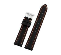 JVEIWAD Compatible With Blancpain 50 Watch Strap Carbon Fiber Nylon Cloth Pattern Leather Waterproof Watchbands Moonswatch Accessories 20mm 22m(Black Orange Line,22MM)