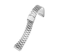 JVEIWAD Compatible With CASIO A158/A159/A168/A169 /B650 /AQ230 /AE500W Solid Stainless Steel Watchband For Classic Small Square Silver Block Strap(3 beads silver)