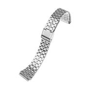 JVEIWAD Compatible With CASIO A158/A159/A168/A169 /B650 /AQ230 /AE500W Solid Stainless Steel Watchband For Classic Small Square Silver Block Strap(5 beads silver)