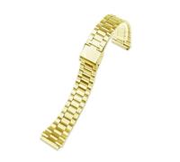 JVEIWAD Compatible With CASIO A158/A159/A168/A169 /B650 /AQ230 /AE500W Solid Stainless Steel Watchband For Classic Small Square Silver Block Strap(3 beads gold)