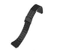 JVEIWAD Compatible With CASIO A158/A159/A168/A169 /B650 /AQ230 /AE500W Solid Stainless Steel Watchband For Classic Small Square Silver Block Strap(5 beads black)