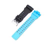 JVEIWAD Compatible With Casio G-SHOCK GA100/110/120/140/300/400/700 Replace The Compatible With Dual Tone Strap Resin Watchband Fashion Bracelet Accessory(Black Light blue)