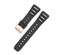 JVEIWAD Compatible With Casio Straps Accessorise Watchband CA-53W CA-61W FT-100W W-520U W-720G Tpu Soft Watchbands 18mm 20mm Wristband Belt FT100W(Black-gold,20mm)