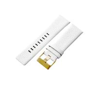 JVEIWAD Compatible With Cow Leather Watch Strap Compatible With Diesel Dz4323 1657 4318 Dz7312 Dz7257 Watchband 24 26 28 30mm Bracelet Belt Black Brown White(White-Golden Buckle,22mm)