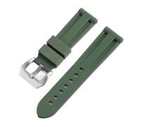 JVEIWAD Compatible With Panerai 111 386 441 Watches Straps Accessories Stainless Silver Buckle Watchband Replacement 22/24mm Watch Band Viton Strap(Green,24mm)