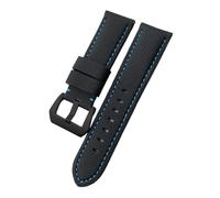 JVEIWAD Compatible With Panerai LUMINOR Submersible PAM01119 01663 Luminous Nylon Watch Strap Carbon Fiber Calfskin Watchband 22mm 24mm 26mm(Black blue Black,20mm)