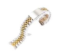 JVEIWAD Compatible With Rolex 18/19/20/21/22mm Solid Stainless Steel Band Series DATEJUST Men Bracelet Accessories Curved End Metal Strap(Silver Gold,18mm)