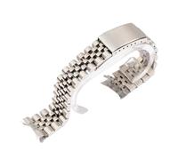JVEIWAD Compatible With Rolex 18/19/20/21/22mm Solid Stainless Steel Band Series DATEJUST Men Bracelet Accessories Curved End Metal Strap(Silver,17mm)