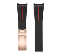 JVEIWAD Compatible With Rolex Compatible With Submariner Compatible With OMEGA SWATCH 20MM Silicone Rubber Watch Strap Folding Buckle Wristband Accessories Waterproof(Red line-R)