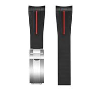 JVEIWAD Compatible With Rolex Compatible With Submariner Compatible With OMEGA SWATCH 20MM Silicone Rubber Watch Strap Folding Buckle Wristband Accessories Waterproof(Red line-S)