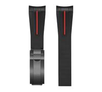 JVEIWAD Compatible With Rolex Compatible With Submariner Compatible With OMEGA SWATCH 20MM Silicone Rubber Watch Strap Folding Buckle Wristband Accessories Waterproof(Red line-B)