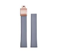 JVEIWAD Convex Shape CTS FKM Rubber Watch Strap 19mm 20mm 21mm 22mm FKM CTS Watchband Quick Release Butterfly Buckle Cut-To-Size(Grey Rose Gold,22mm)