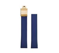 JVEIWAD Convex Shape CTS FKM Rubber Watch Strap 19mm 20mm 21mm 22mm FKM CTS Watchband Quick Release Butterfly Buckle Cut-To-Size(Blue Gold Buckle,19mm)