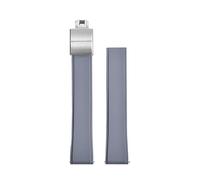 JVEIWAD Convex Shape CTS FKM Rubber Watch Strap 19mm 20mm 21mm 22mm FKM CTS Watchband Quick Release Butterfly Buckle Cut-To-Size(Grey Silver Buckle,19mm)