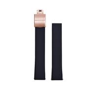 JVEIWAD Convex Shape CTS FKM Rubber Watch Strap 19mm 20mm 21mm 22mm FKM CTS Watchband Quick Release Butterfly Buckle Cut-To-Size(Black Rose Gold,22mm)
