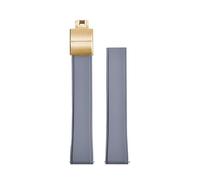 JVEIWAD Convex Shape CTS FKM Rubber Watch Strap 19mm 20mm 21mm 22mm FKM CTS Watchband Quick Release Butterfly Buckle Cut-To-Size(Grey Gold Buckle,22mm)