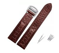 JVEIWAD Crocodile Leather Strap Compatible With Cartier Solo London Leather Black Brown Watch Band for Men and Women 16 18 20 22 24mm(Brown-silver,18mm)