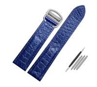 JVEIWAD Crocodile Leather Strap Compatible With Cartier Solo London Leather Black Brown Watch Band for Men and Women 16 18 20 22 24mm(Blue-silver,16mm)