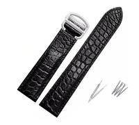 JVEIWAD Crocodile Leather Strap Compatible With Cartier Solo London Leather Black Brown Watch Band for Men and Women 16 18 20 22 24mm(Black-silver,18mm)