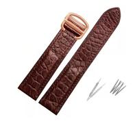 JVEIWAD Crocodile Leather Strap Compatible With Cartier Solo London Leather Black Brown Watch Band for Men and Women 16 18 20 22 24mm(Brown-Rose gold,25mm)