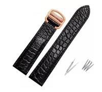 JVEIWAD Crocodile Leather Strap Compatible With Cartier Solo London Leather Black Brown Watch Band for Men and Women 16 18 20 22 24mm(Black-Rose gold,23mm)