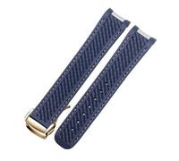 JVEIWAD Curved 20mm Rubber Watchband Compatible With Omega AT150 Compatible With Seamaster 300 AQUA TERRA Diving Bracelets Black Blue Silicone Watch Strap(A-Blue-gold)