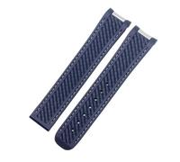 JVEIWAD Curved 20mm Rubber Watchband Compatible With Omega AT150 Compatible With Seamaster 300 AQUA TERRA Diving Bracelets Black Blue Silicone Watch Strap(A-Blue-No buckle)