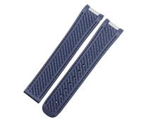 JVEIWAD Curved 20mm Rubber Watchband Compatible With Omega AT150 Compatible With Seamaster 300 AQUA TERRA Diving Bracelets Black Blue Silicone Watch Strap(Blue-No buckle)